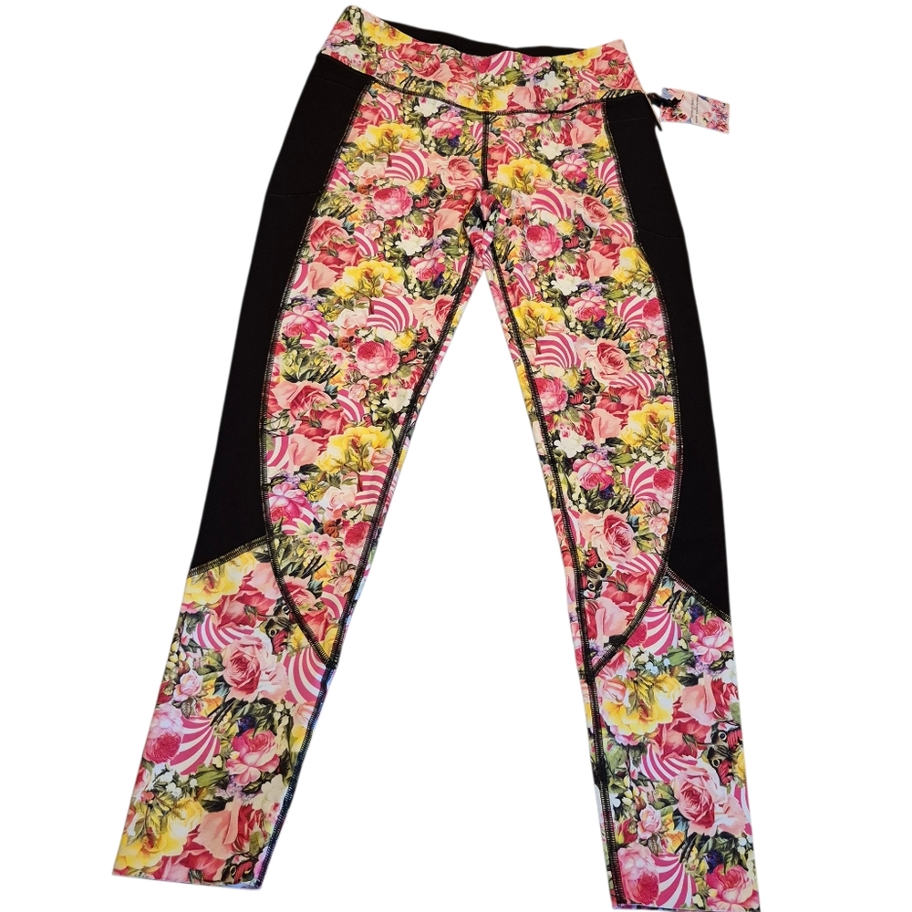 Victoria' Secret Leggings Mary Katrantzou Pink Black Floral Leggings L